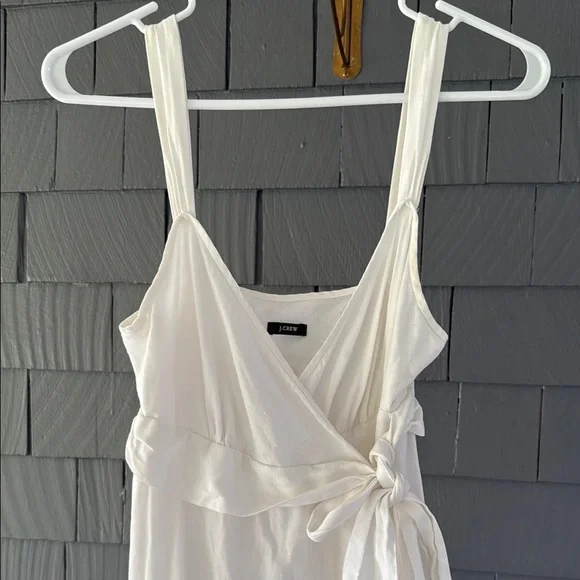 J. Crew White Linen Wrap Dress - Picture 2 of 13